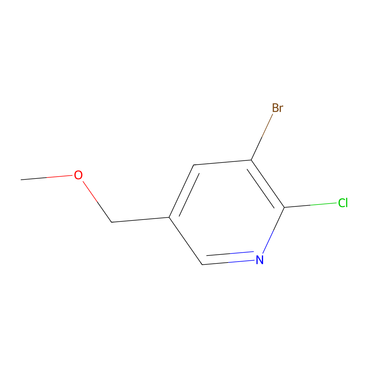 3-Bromo-2-chloro-5-(methoxymethyl)pyridine molecular structure, CAS 2751703-87-2