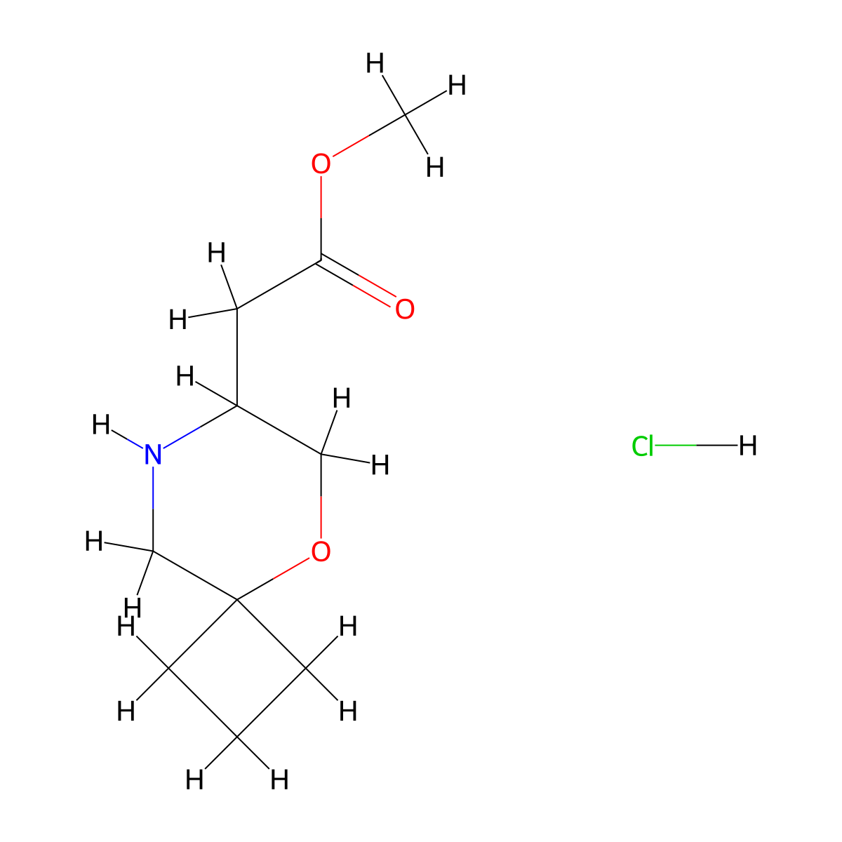 Methyl 2-{5-oxa-8-azaspiro[3.5]nonan-7-yl}acetate hydrochloride molecular structure, CAS 2751703-92-9