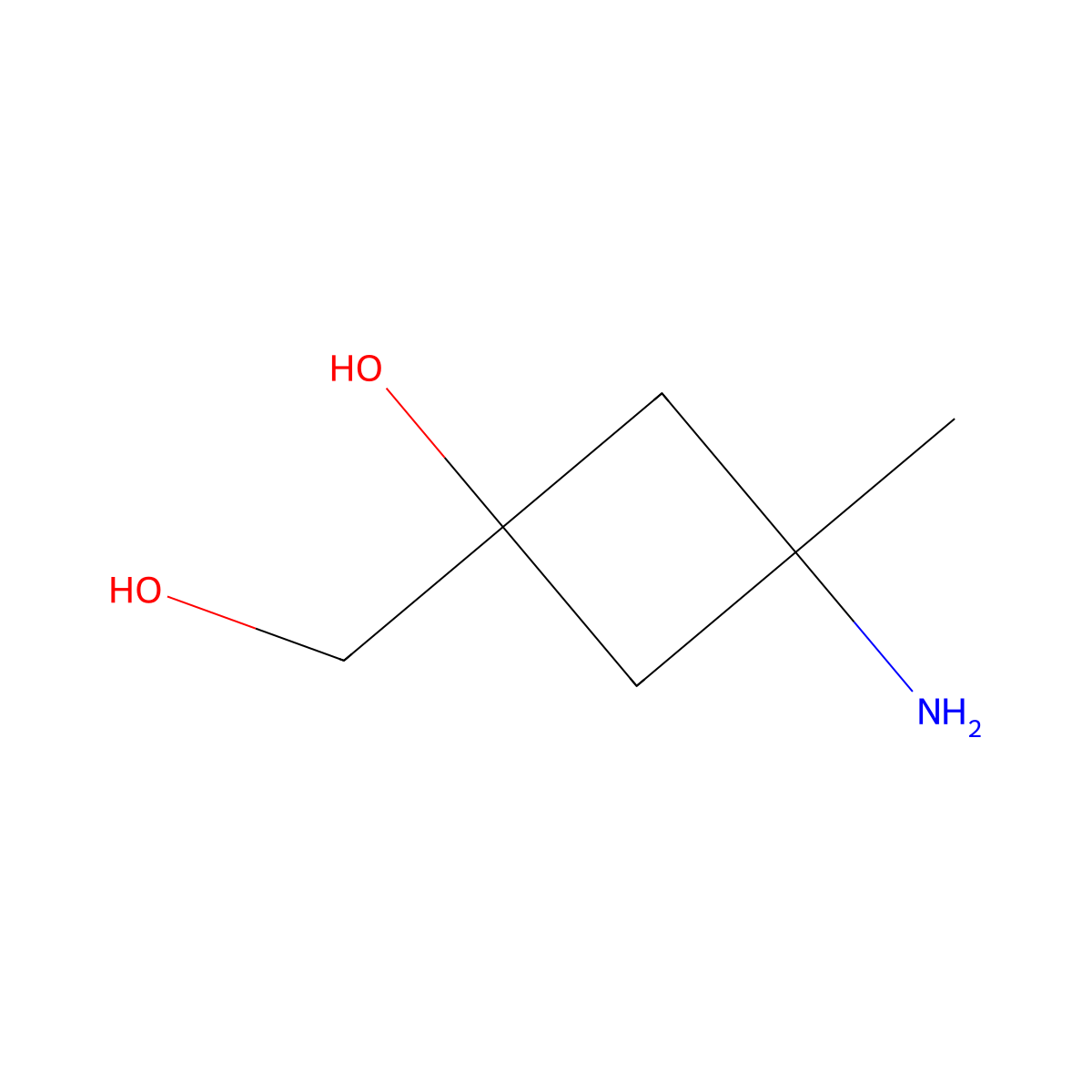 3-Amino-1-(hydroxymethyl)-3-methylcyclobutan-1-ol molecular structure, CAS 2751704-49-9