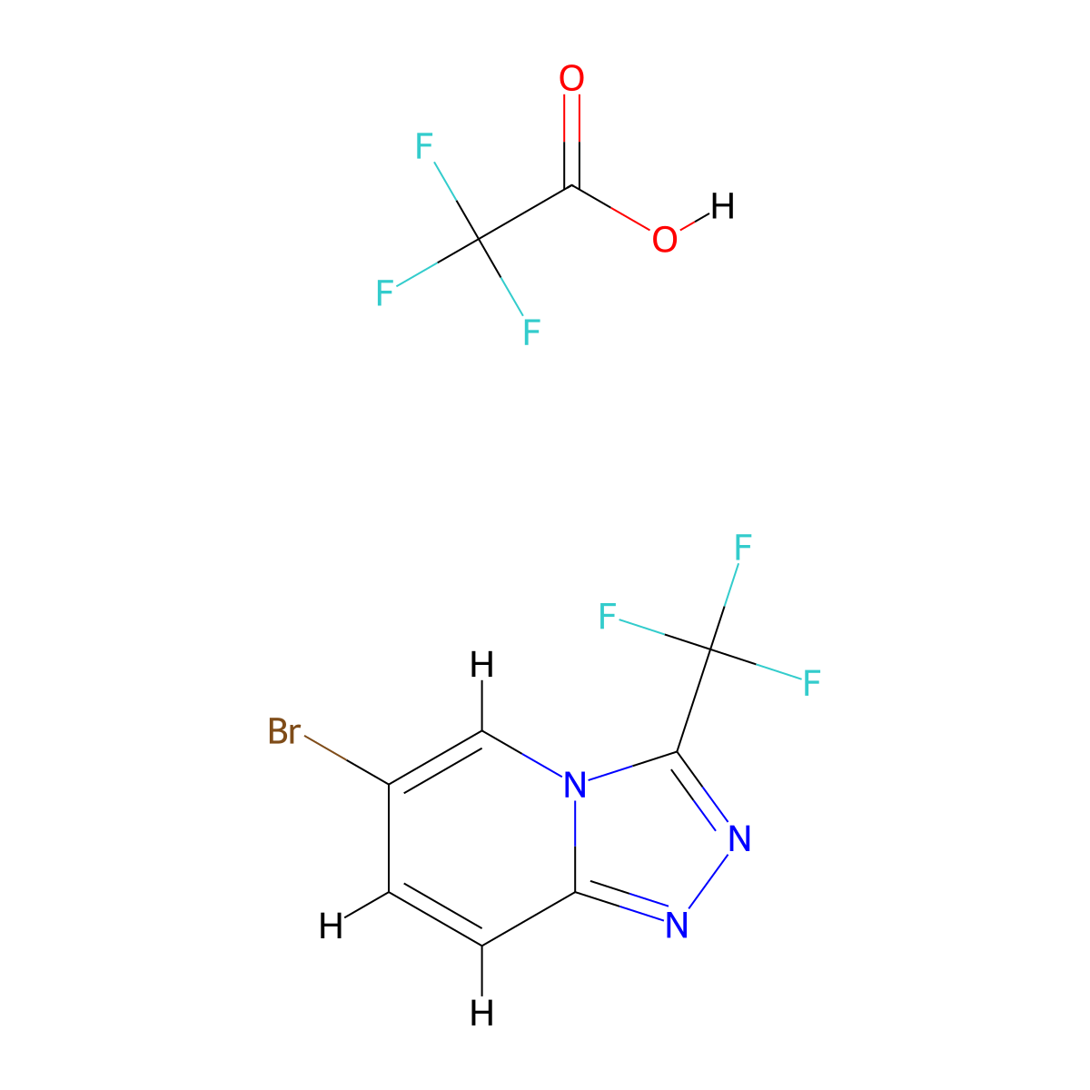 6-Bromo-3-(trifluoromethyl)-[1,2,4]triazolo[4,3-a]pyridine 2,2,2-trifluoroacetate molecular structure, CAS 2751723-96-1