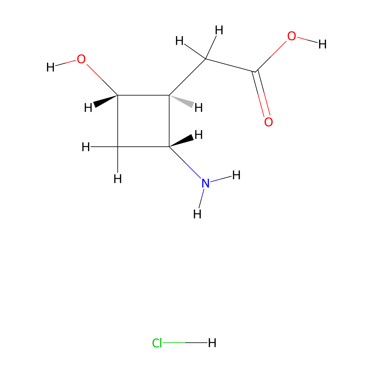 rac-2-[(1R,2S,4R)-2-amino-4-hydroxycyclobutyl]acetic acid hydrochloride molecular structure, CAS 2751741-45-2
