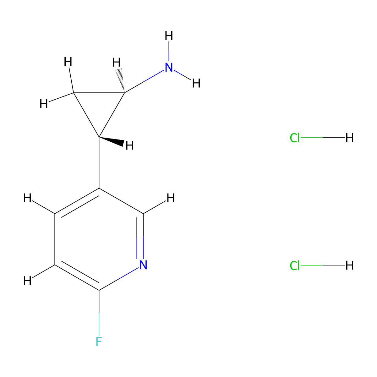 (1R,2S)-2-(6-Fluoropyridin-3-yl)cyclopropan-1-amine;dihydrochloride molecular structure, CAS 2751766-46-6