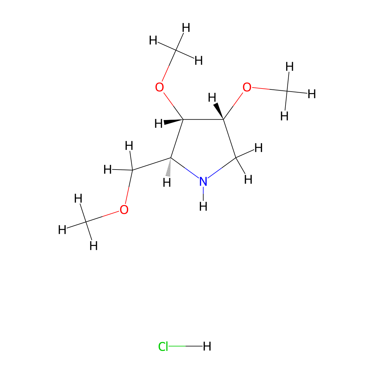 rac-(2R,3R,4S)-3,4-dimethoxy-2-(methoxymethyl)pyrrolidinehydrochloride molecular structure, CAS 2751774-70-4