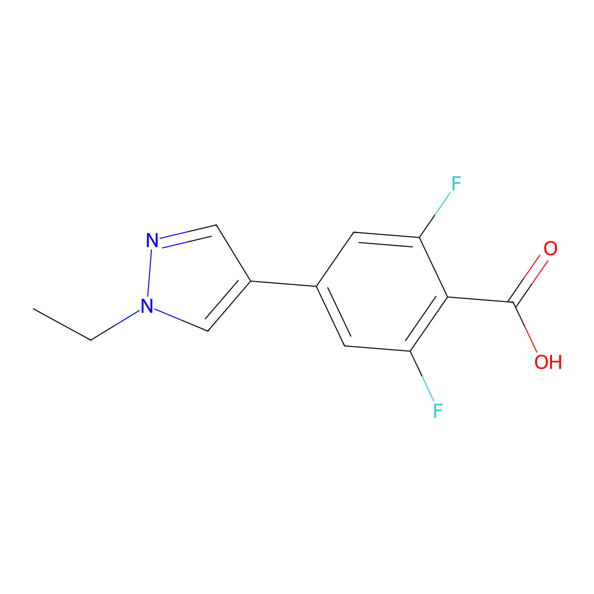 4-(1-Ethyl-1H-pyrazol-4-yl)-2,6-difluorobenzoic acid molecular structure, CAS 2751982-82-6