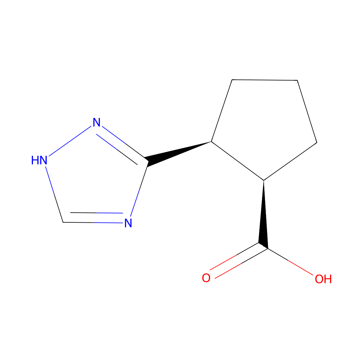 (1R,2S)-2-(1H-1,2,4-Triazol-5-yl)cyclopentane-1-carboxylic acid molecular structure, CAS 2751983-38-5