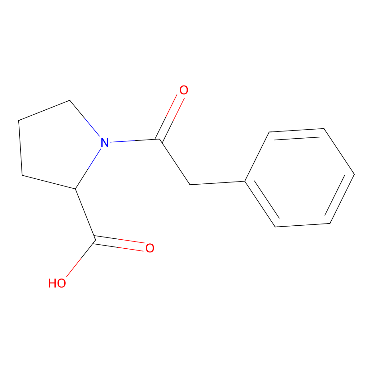 (2S)-1-(2-phenylacetyl)pyrrolidine-2-carboxylic acid molecular structure, CAS 2752-38-7