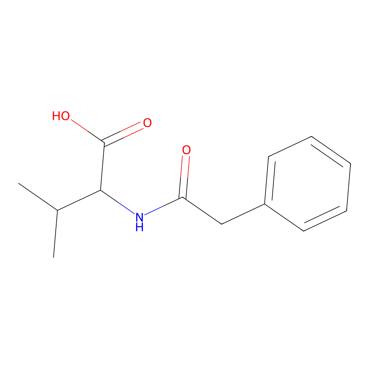 3-Methyl-2-(2-phenylacetamido)butanoic acid molecular structure, CAS 2752-50-3