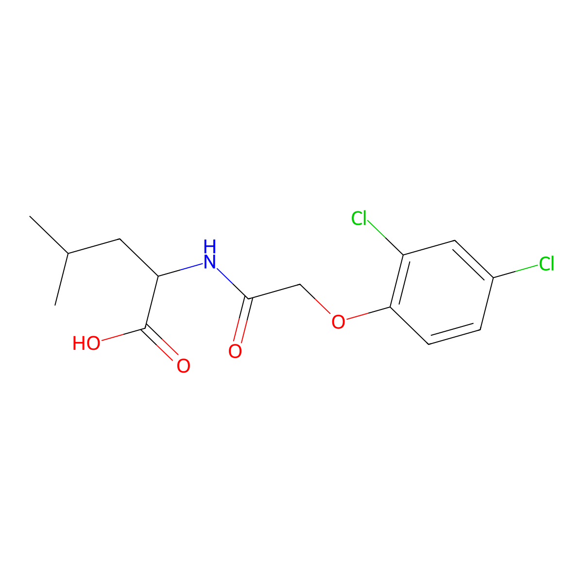 N-((2,4-Dichlorophenoxy)acetyl)-L-leucine molecular structure, CAS 2752-54-7