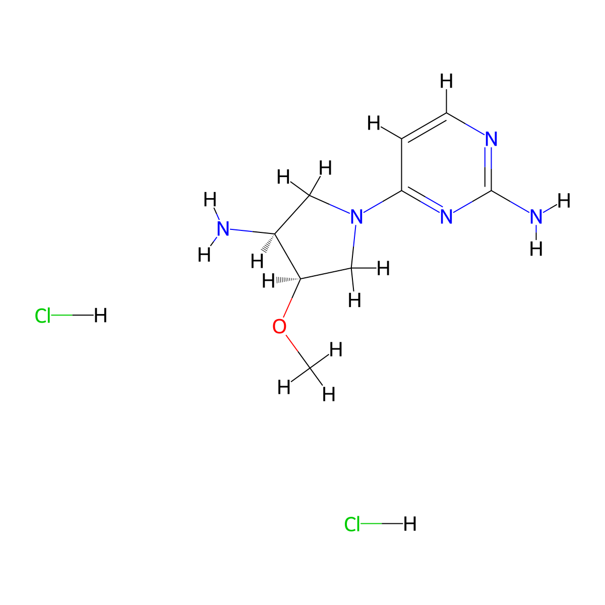 rac-4-[(3R,4S)-3-amino-4-methoxypyrrolidin-1-yl]pyrimidin-2-amine dihydrochloride molecular structure, CAS 2752000-62-5