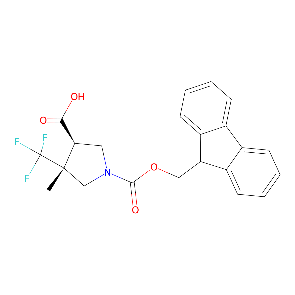 rac-(3R,4R)-1-(((9H-fluoren-9-yl)methoxy)carbonyl)-4-methyl-4-(trifluoromethyl)pyrrolidine-3-carboxylic acid molecular structure, CAS 2752017-13-1