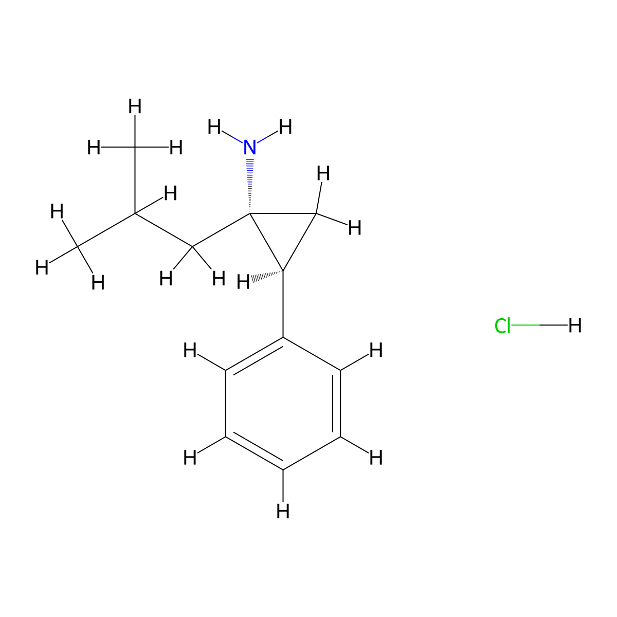 rac-(1R,2S)-1-(2-methylpropyl)-2-phenylcyclopropan-1-amine hydrochloride molecular structure, CAS 2752017-59-5