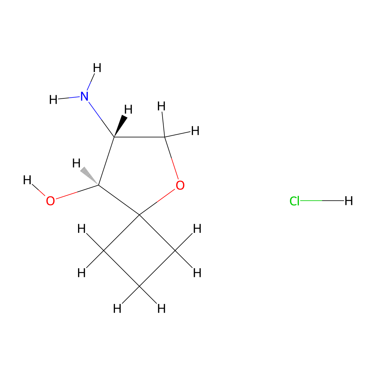 (7R,8S)-7-Amino-5-oxaspiro[3.4]octan-8-ol;hydrochloride molecular structure, CAS 2752066-45-6