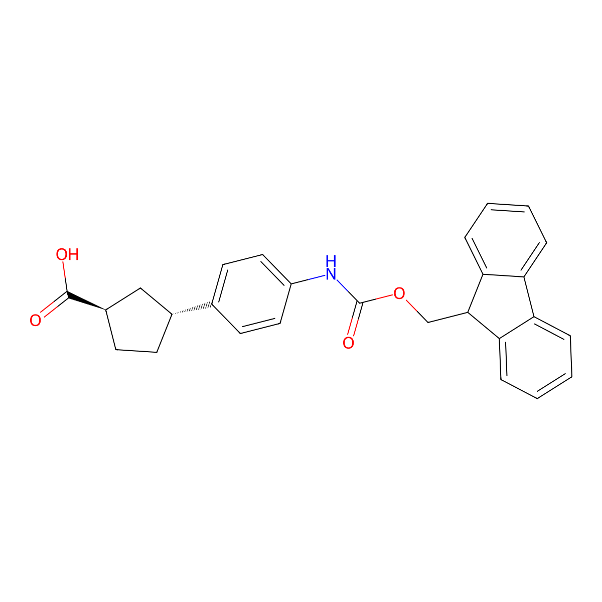 rac-(1R,3R)-3-[4-({[(9H-fluoren-9-yl)methoxy]carbonyl}amino)phenyl]cyclopentane-1-carboxylic acid molecular structure, CAS 2752075-75-3