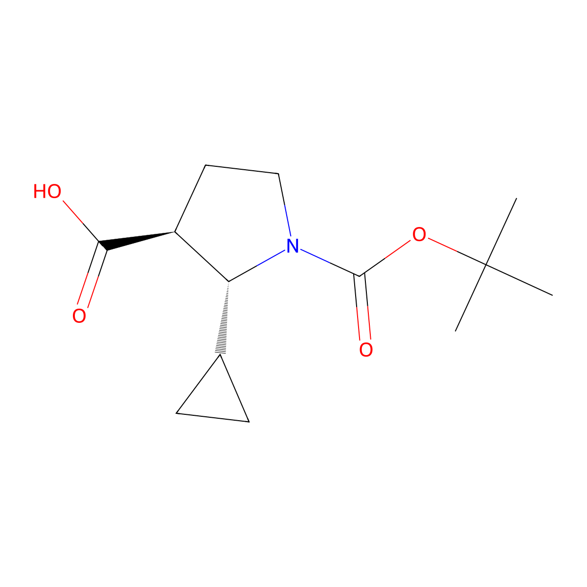rac-(2R,3S)-1-[(tert-butoxy)carbonyl]-2-cyclopropylpyrrolidine-3-carboxylic acid molecular structure, CAS 2752076-12-1