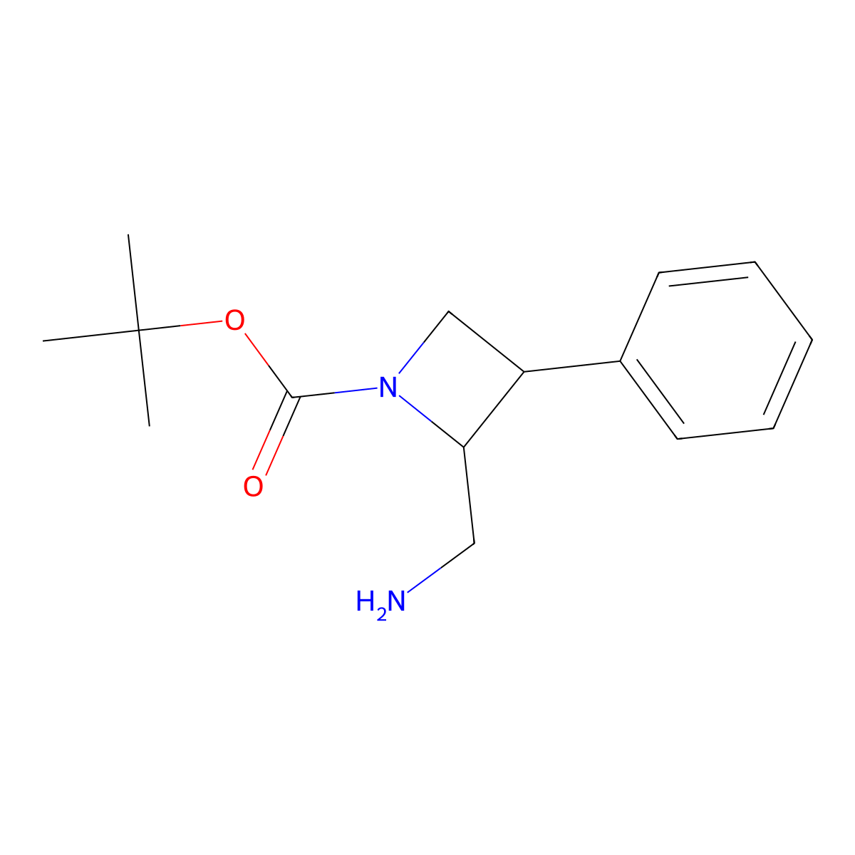 rac-tert-butyl (2R,3R)-2-(aminomethyl)-3-phenylazetidine-1-carboxylate molecular structure, CAS 2752087-50-4