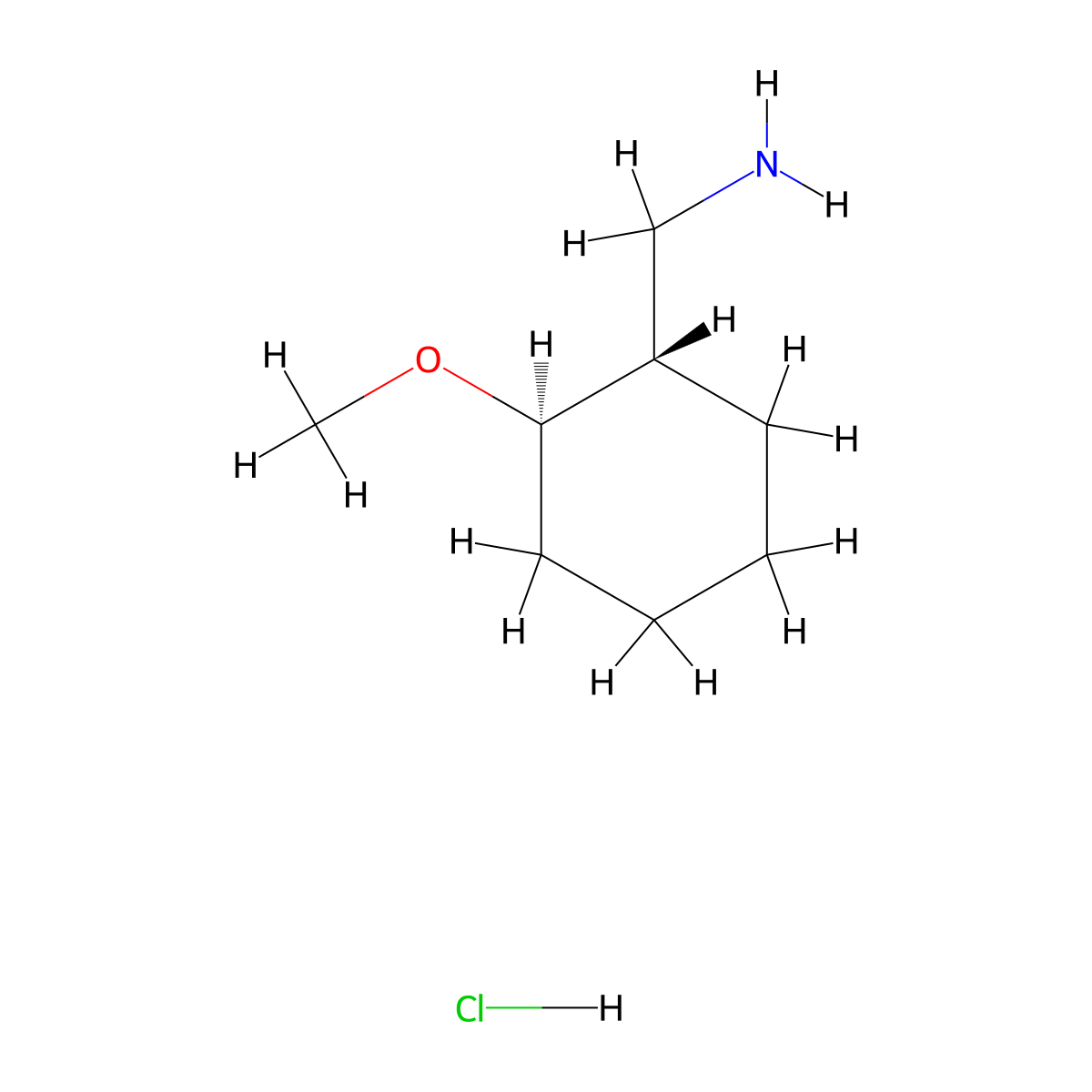 rac-((1R,2S)-2-methoxycyclohexyl)methanamine hydrochloride molecular structure, CAS 2752100-81-3