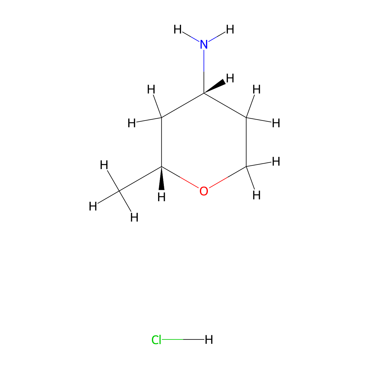 rac-(2R,4R)-2-methyloxan-4-amine hydrochloride molecular structure, CAS 2752128-01-9
