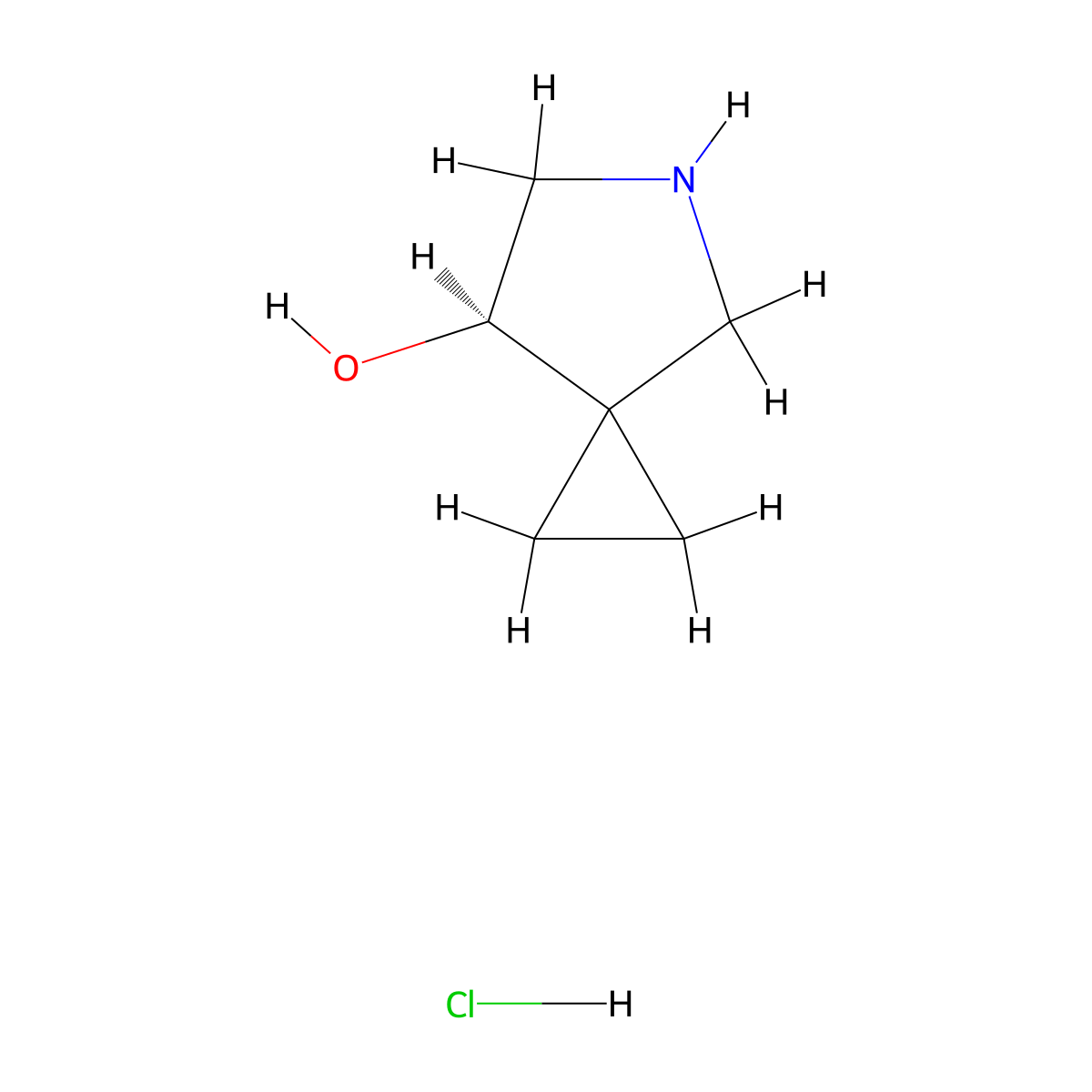 (7R)-5-azaspiro[2.4]heptan-7-ol;hydrochloride molecular structure, CAS 2752149-34-9