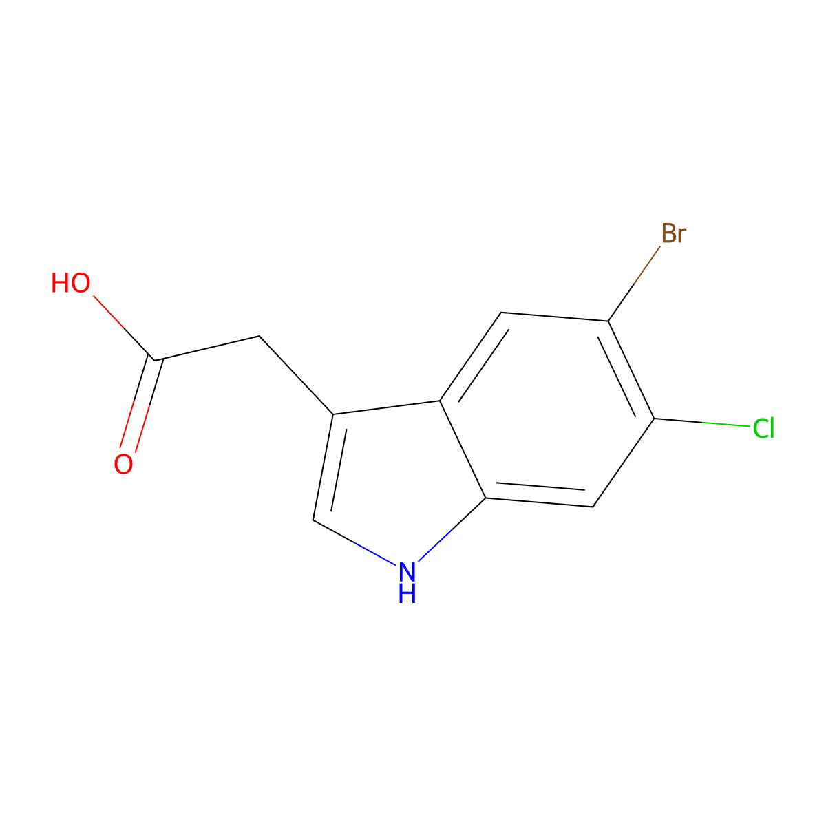 2-(5-bromo-6-chloro-1H-indol-3-yl)acetic acid molecular structure, CAS 2752153-98-1