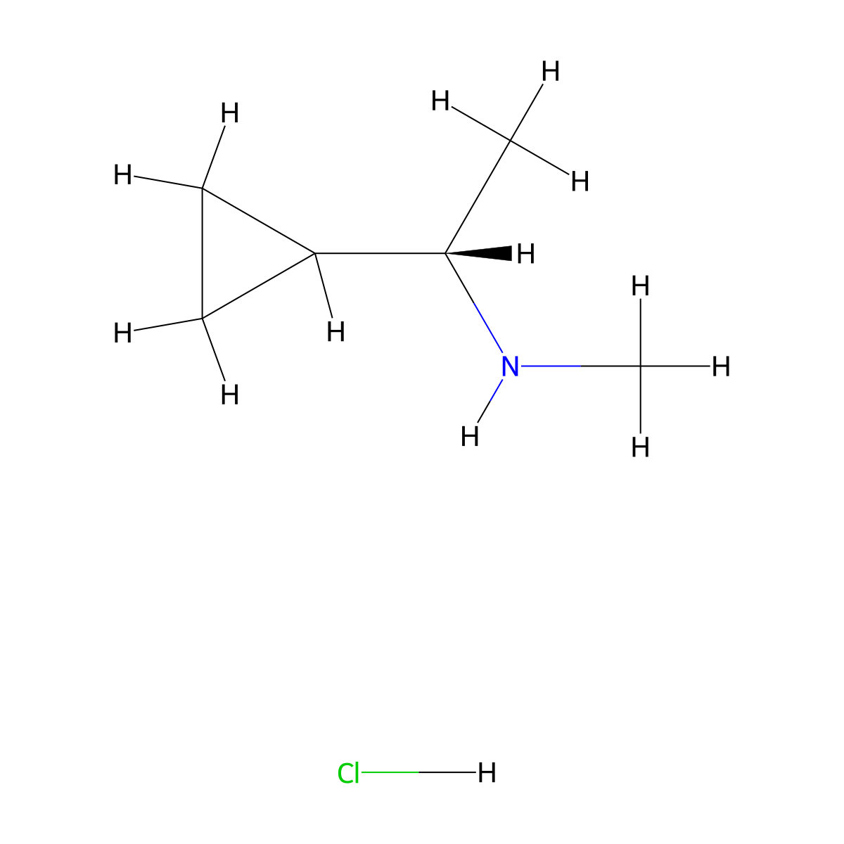 (S)-1-Cyclopropyl-N-methylethan-1-amine (hydrochloride) molecular structure, CAS 2752159-65-0