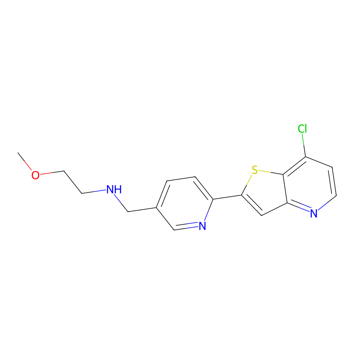 N-[[6-(7-Chloro-2-thieno[3,2-b]pyridyl)-3-pyridyl]methyl]-2-methoxyethanamine molecular structure, CAS 2752171-14-3