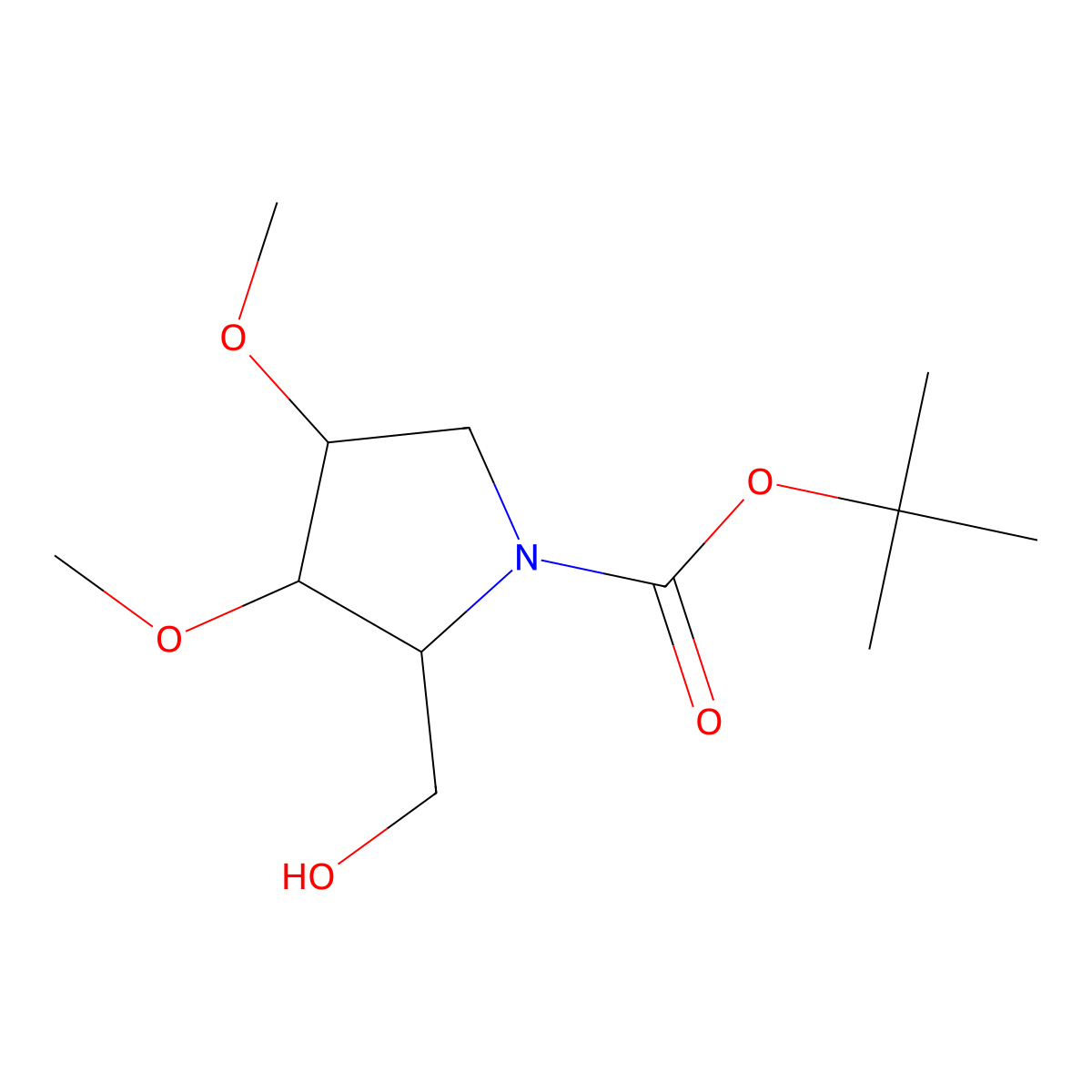 rac-tert-butyl (2R,3R,4S)-2-(hydroxymethyl)-3,4-dimethoxypyrrolidine-1-carboxylate molecular structure, CAS 2752177-15-2
