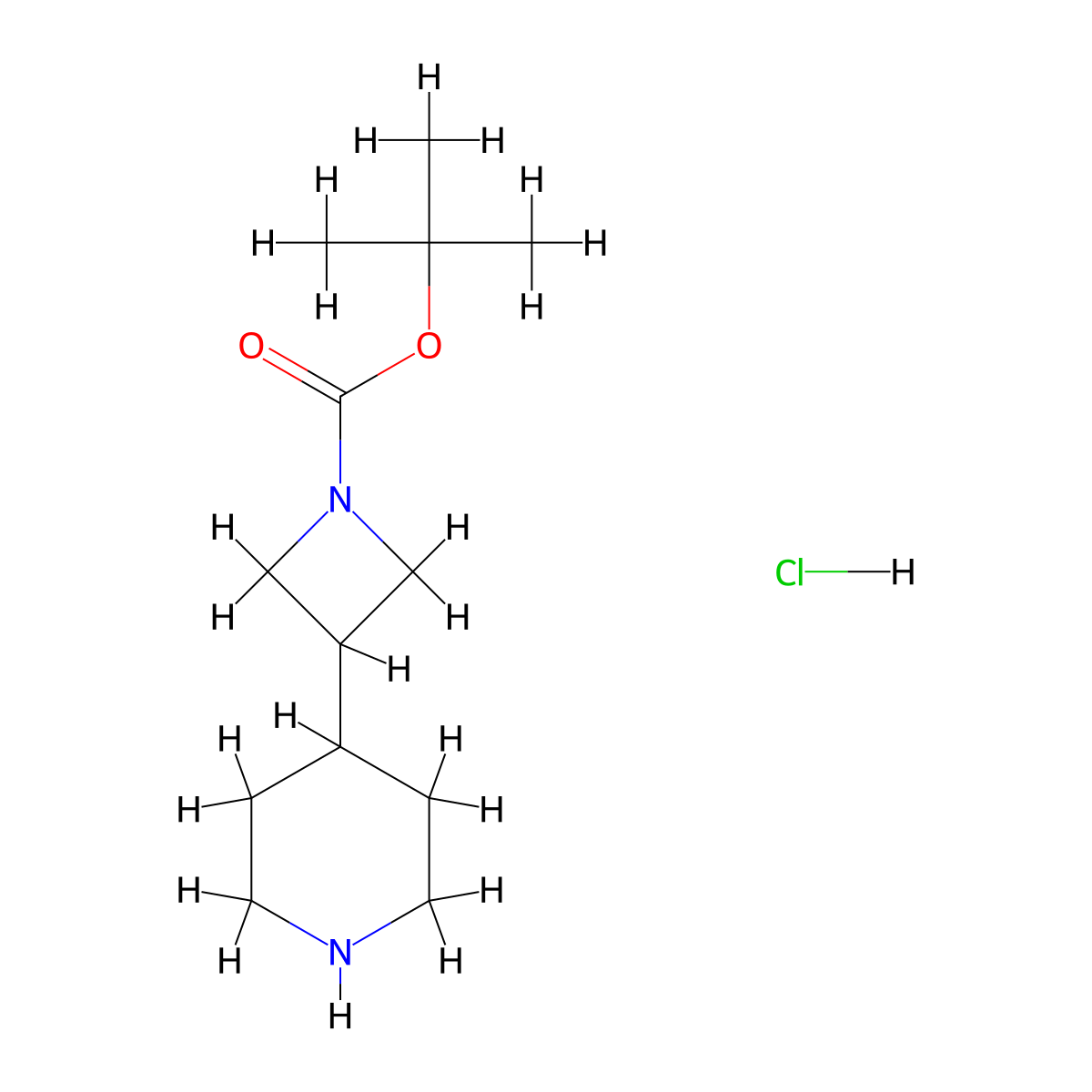 Tert-butyl 3-(4-piperidyl)azetidine-1-carboxylate;hydrochloride molecular structure, CAS 2752183-78-9