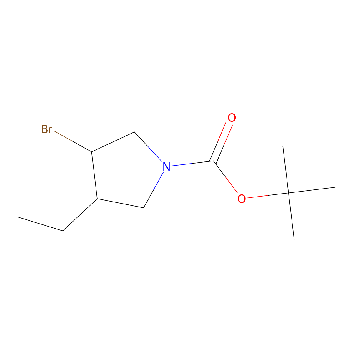 rac-tert-butyl (3R,4R)-3-bromo-4-ethylpyrrolidine-1-carboxylate molecular structure, CAS 2752183-93-8