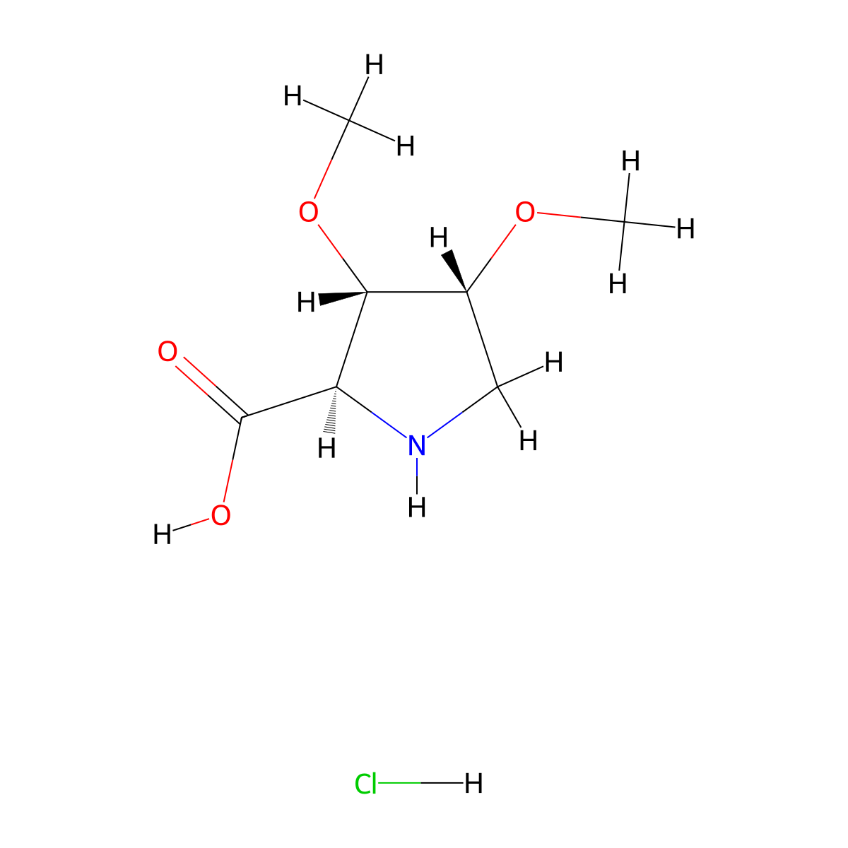 rac-(2R,3S,4R)-3,4-dimethoxypyrrolidine-2-carboxylic acid hydrochloride molecular structure, CAS 2752184-08-8