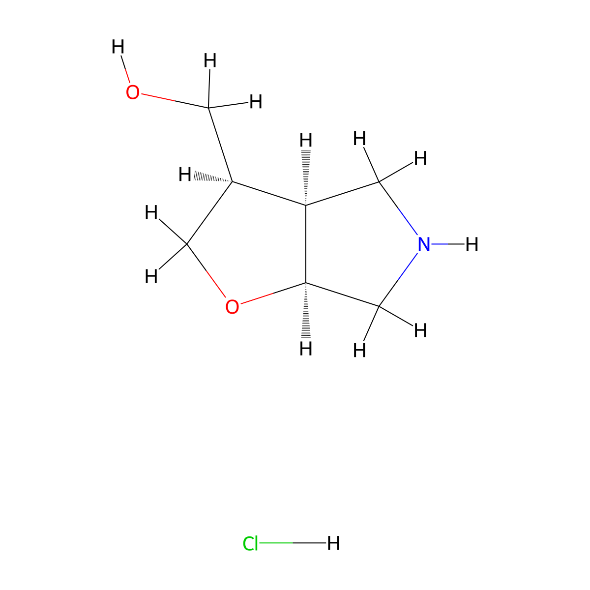 rac-[(3R,3aS,6aS)-hexahydro-2H-furo[2,3-c]pyrrol-3-yl]methanol hydrochloride molecular structure, CAS 2752184-94-2