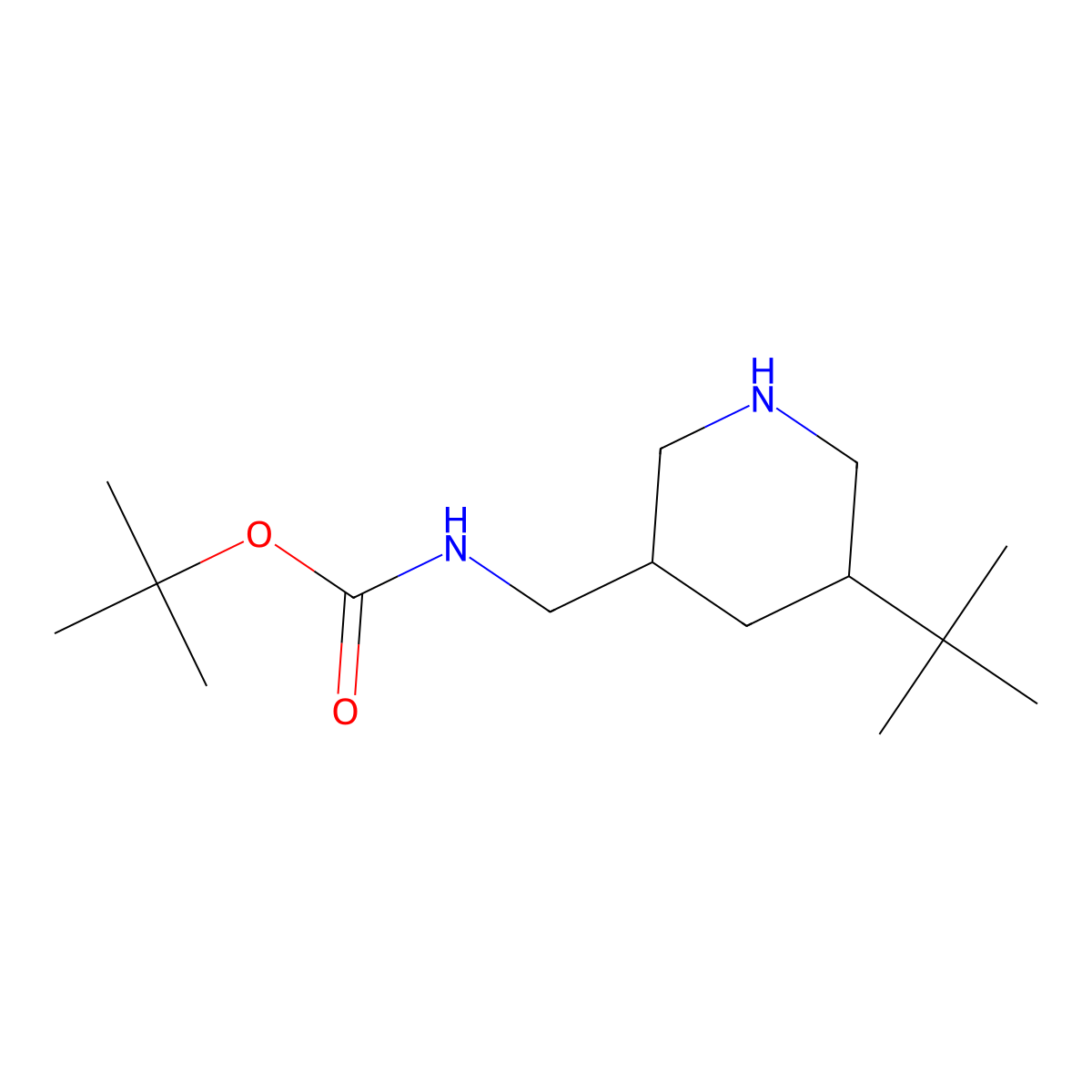 rac-tert-butyl N-{[(3R,5R)-5-tert-butylpiperidin-3-yl]methyl}carbamate molecular structure, CAS 2752186-60-8