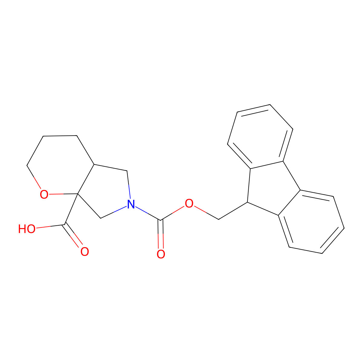 rac-(4aR,7aR)-6-{[(9H-fluoren-9-yl)methoxy]carbonyl}-octahydropyrano[2,3-c]pyrrole-7a-carboxylicacid,cis molecular structure, CAS 2752192-00-8