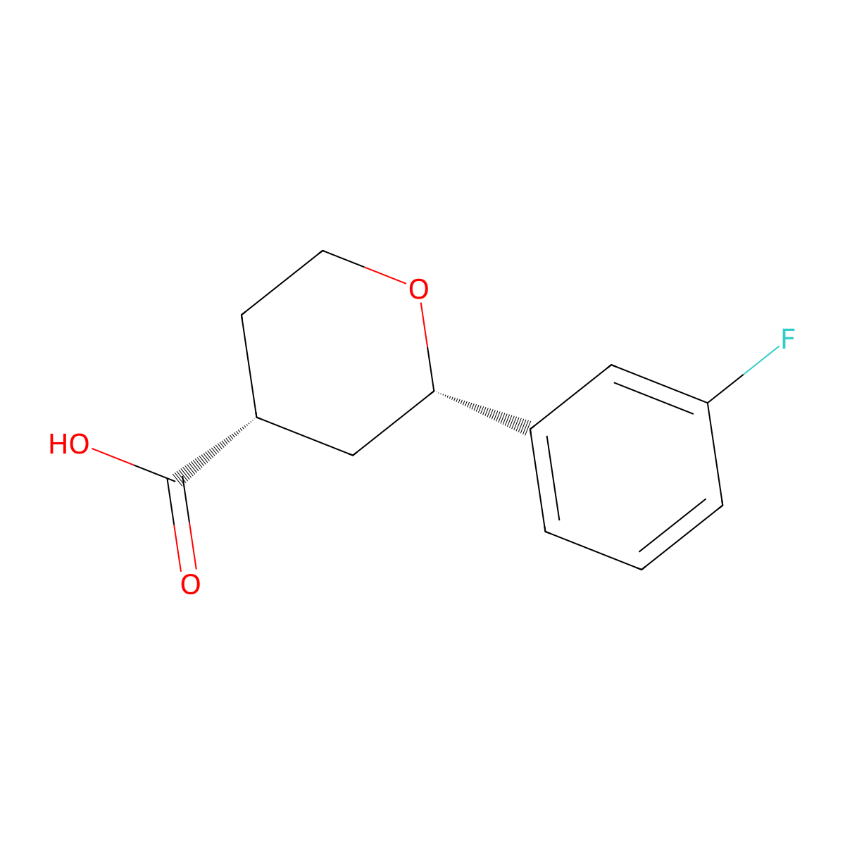 rac-(2R,4S)-2-(3-fluorophenyl)oxane-4-carboxylic acid molecular structure, CAS 2752192-56-4