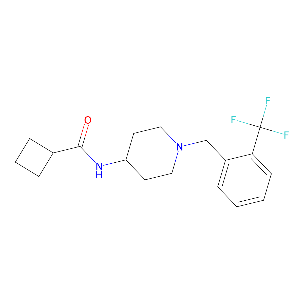 N-(1-{[2-(trifluoromethyl)phenyl]methyl}piperidin-4-yl)cyclobutanecarboxamide molecular structure, CAS 2752209-38-2