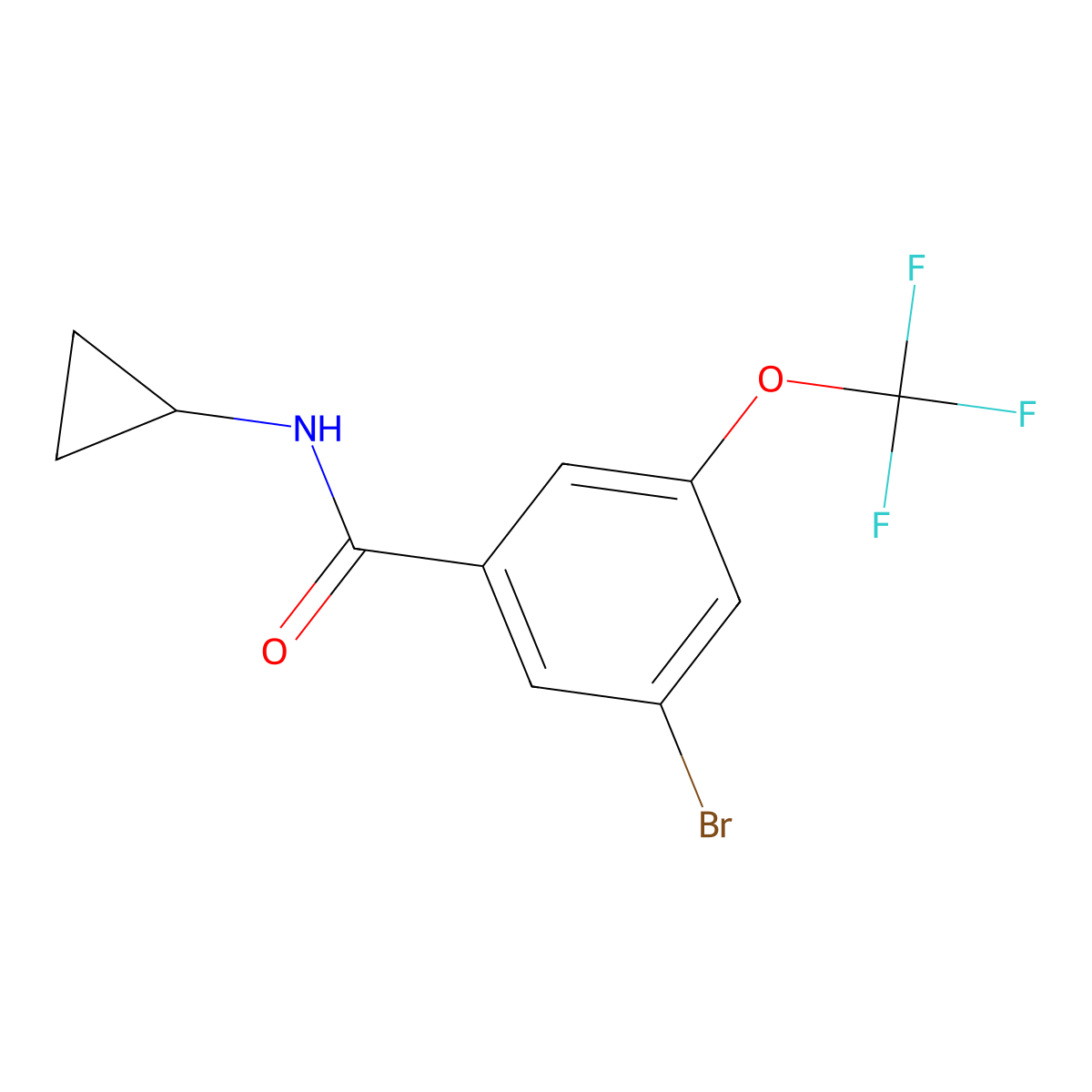 3-Bromo-N-cyclopropyl-5-(trifluoromethoxy)benzamide molecular structure, CAS 2752240-08-5