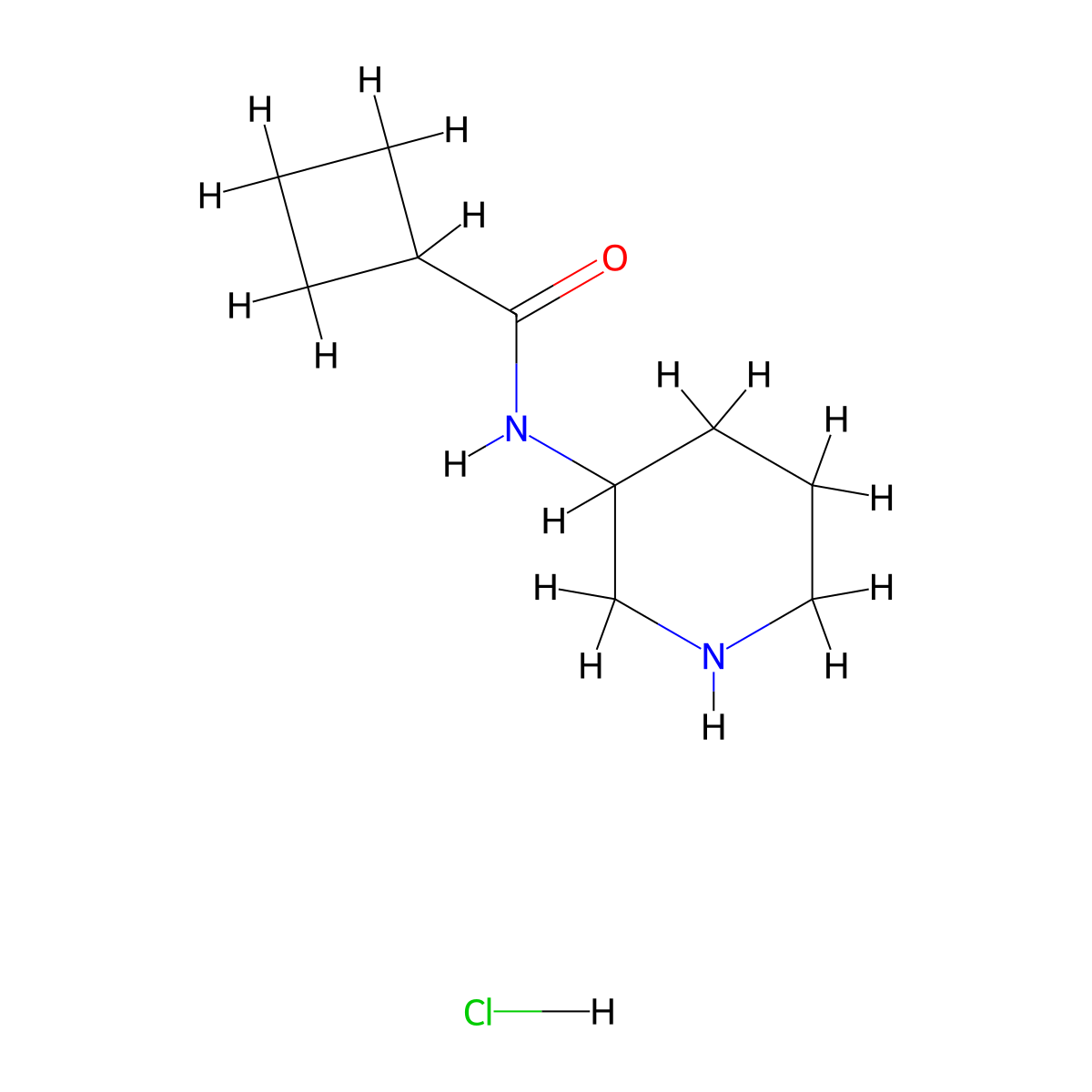N-piperidin-3-ylcyclobutanecarboxamide;hydrochloride molecular structure, CAS 2752252-83-6