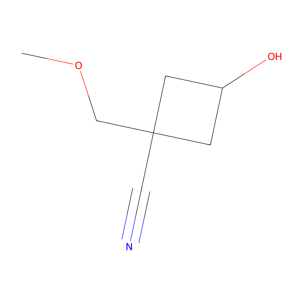 3-Hydroxy-1-(methoxymethyl)cyclobutane-1-carbonitrile molecular structure, CAS 2752258-24-3
