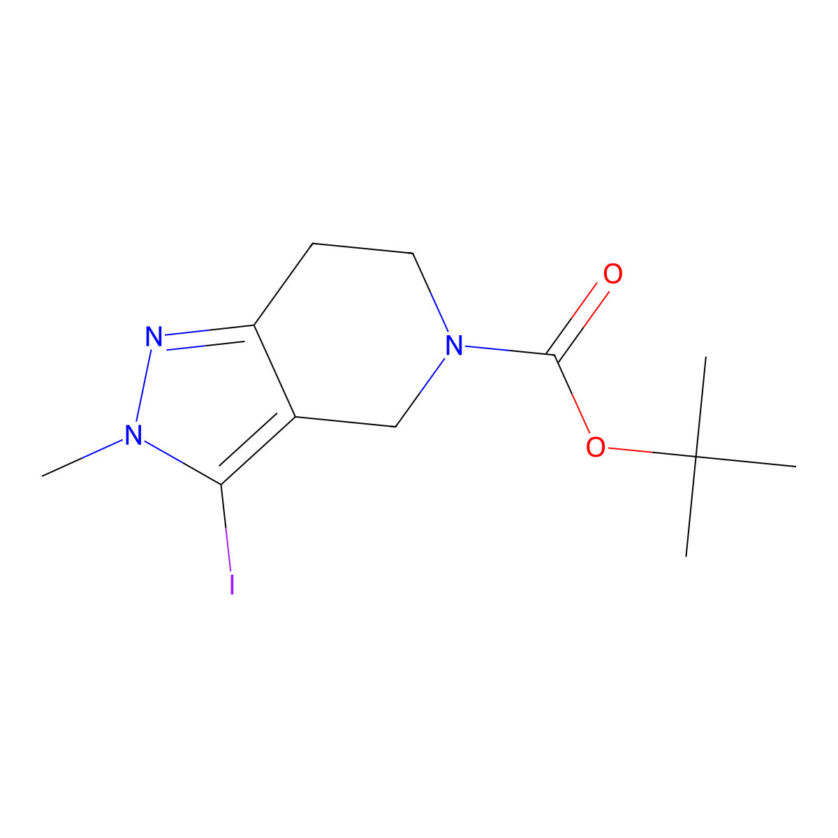 tert-butyl 3-iodo-2-methyl-4H,6H,7H-pyrazolo[4,3-c]pyridine-5-carboxylate molecular structure, CAS 2752289-85-1