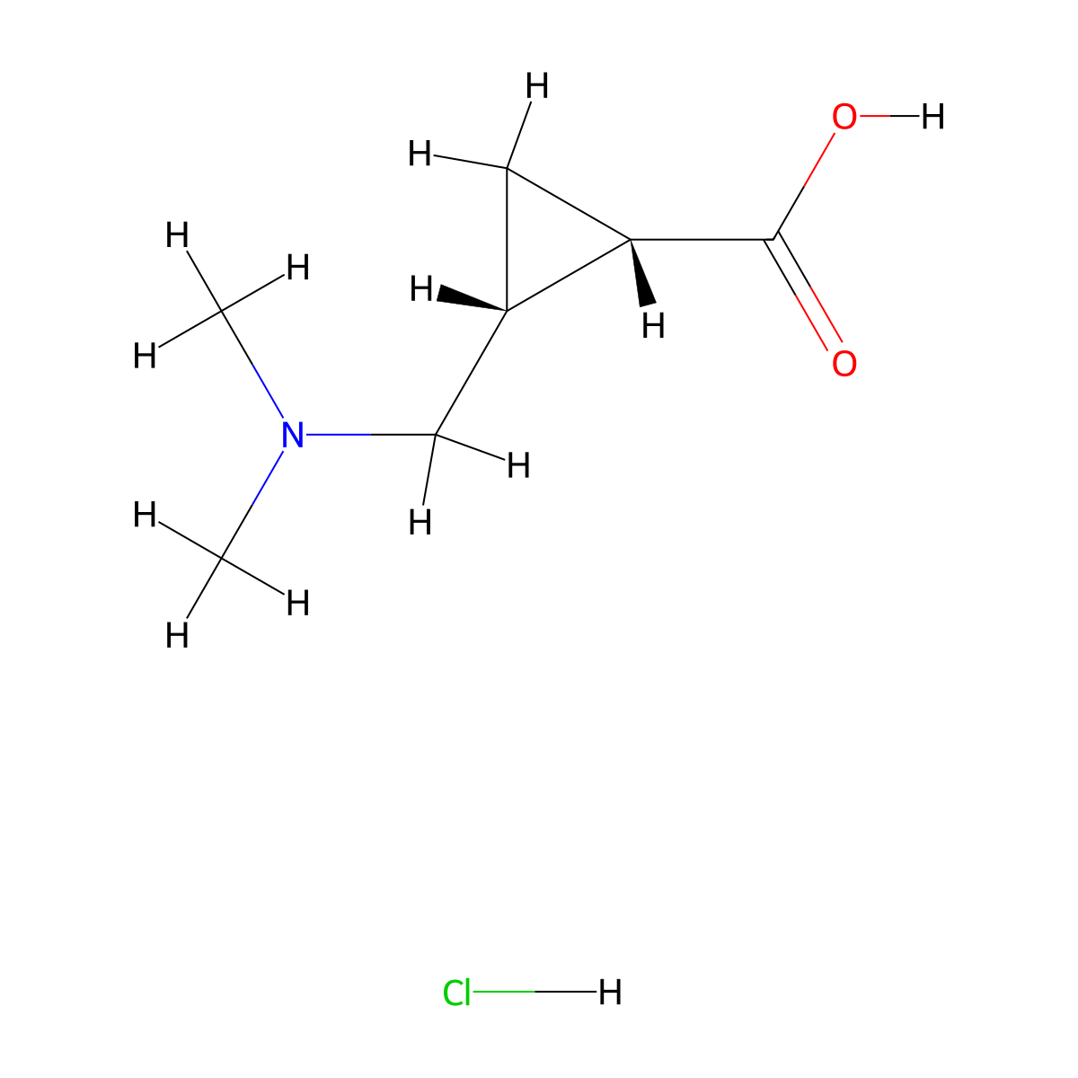 (1S,2R)-2-[(Dimethylamino)methyl]cyclopropane-1-carboxylic acid;hydrochloride molecular structure, CAS 2752518-33-3