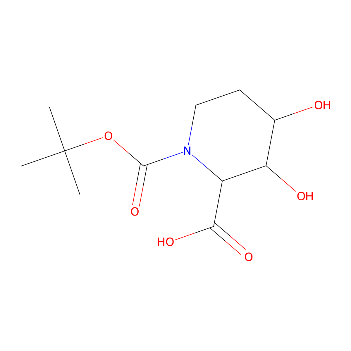 (2R,3R,4S)-3,4-dihydroxy-1-[(2-methylpropan-2-yl)oxycarbonyl]piperidine-2-carboxylic acid molecular structure, CAS 2752734-39-5
