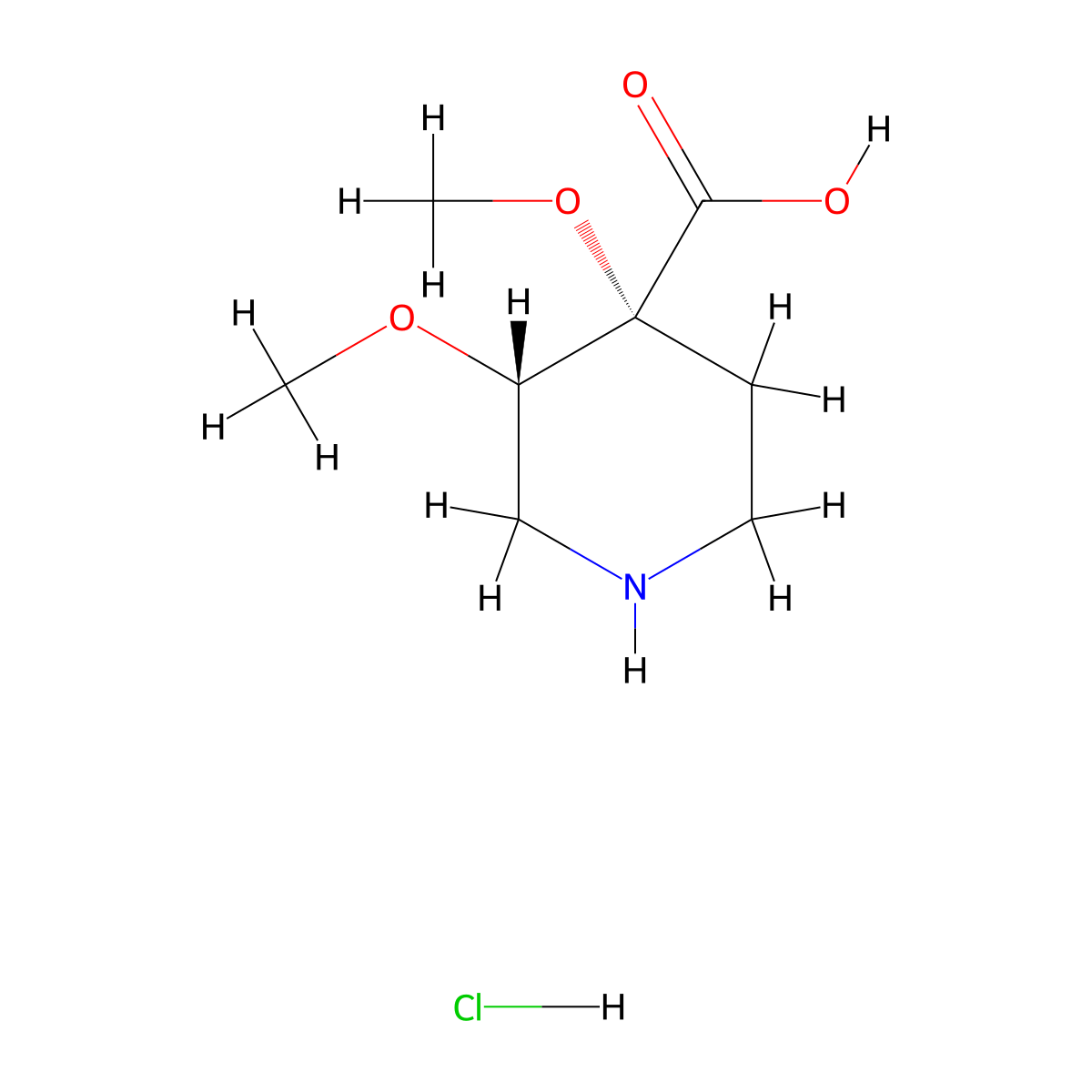 rac-(3R,4S)-3,4-dimethoxypiperidine-4-carboxylic acid hydrochloride molecular structure, CAS 2752735-85-4