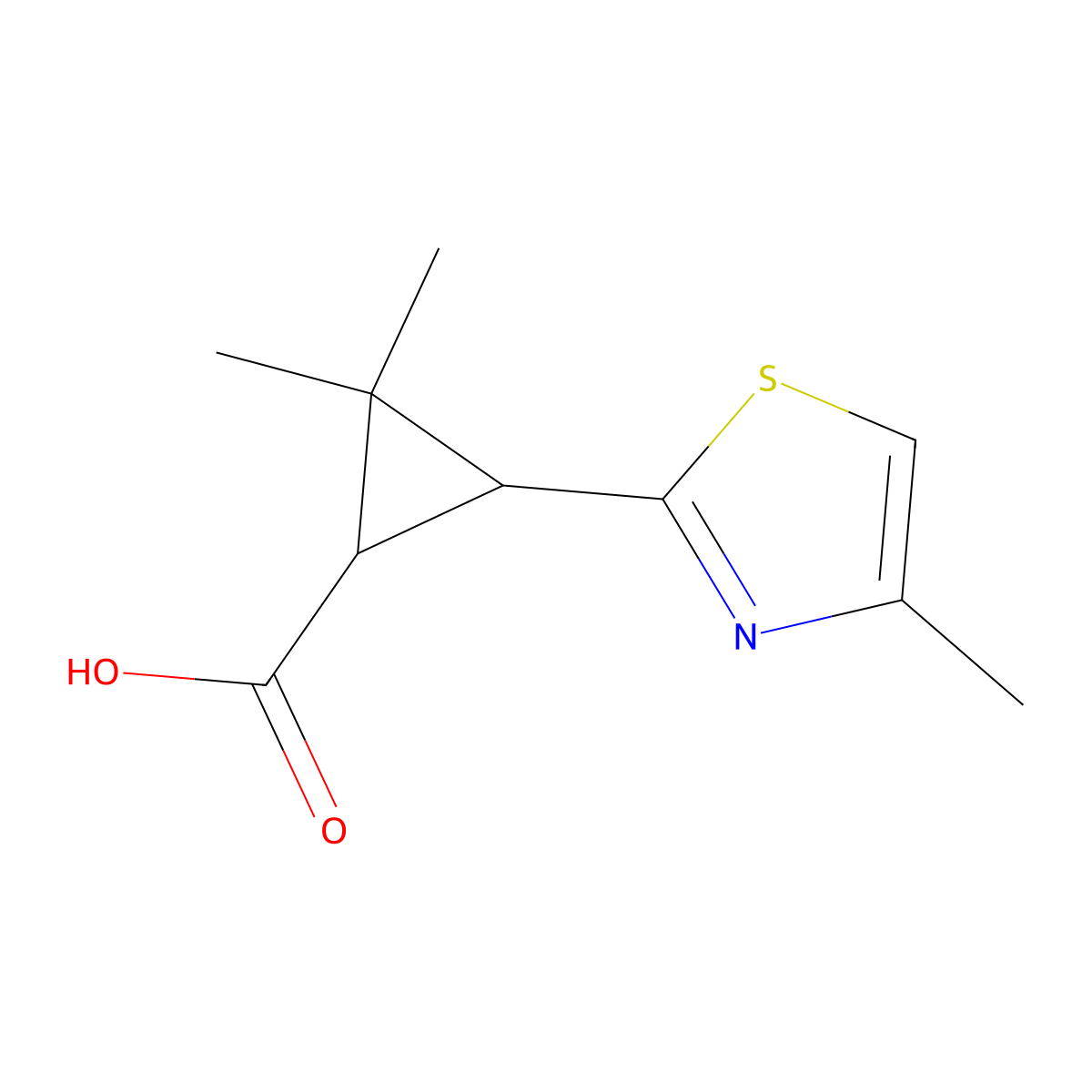 (1R,3R)-2,2-Dimethyl-3-(4-methyl-1,3-thiazol-2-yl)cyclopropane-1-carboxylic acid molecular structure, CAS 2752750-58-4