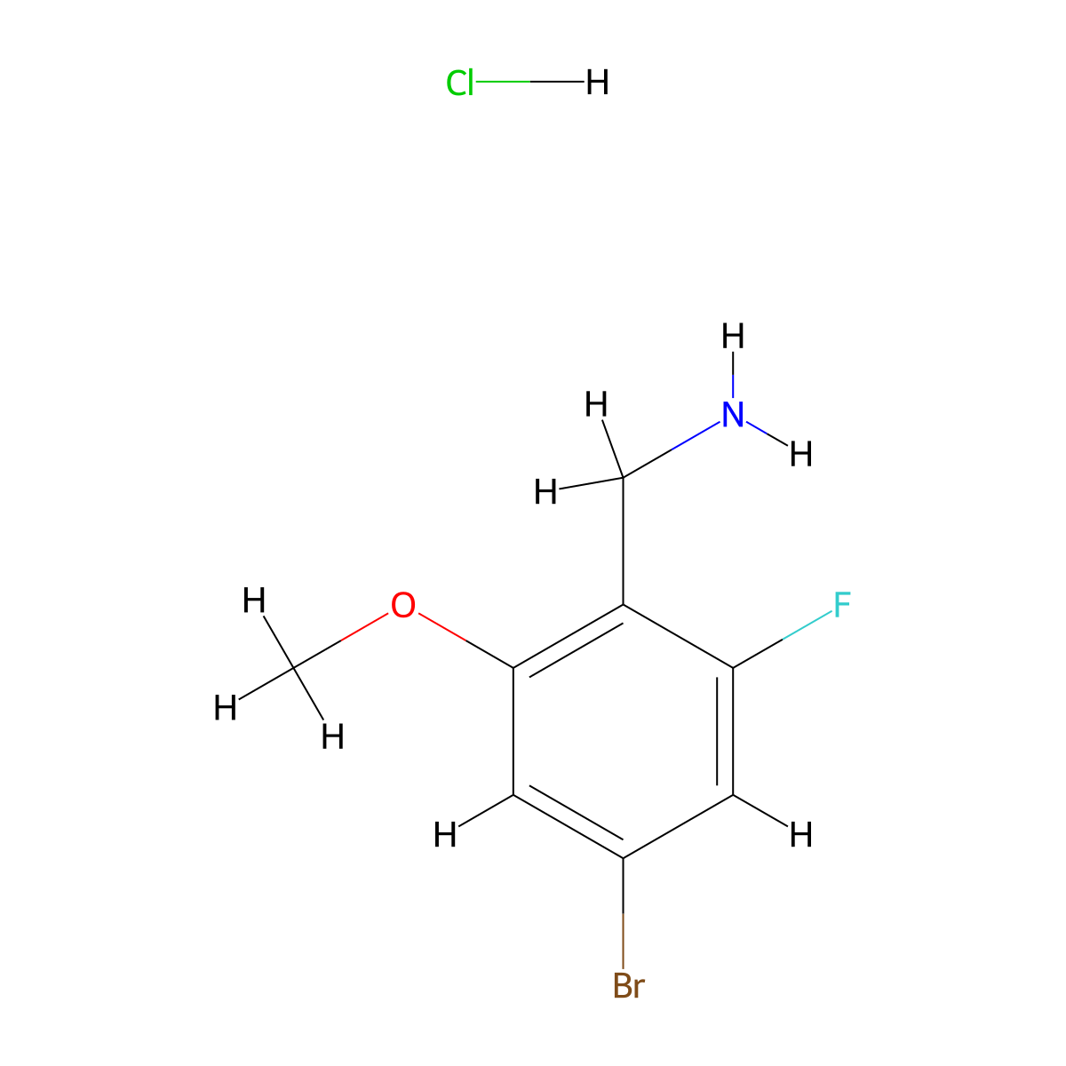 1-(4-Bromo-2-fluoro-6-methoxyphenyl)methanamine hydrochloride molecular structure, CAS 2752850-01-2