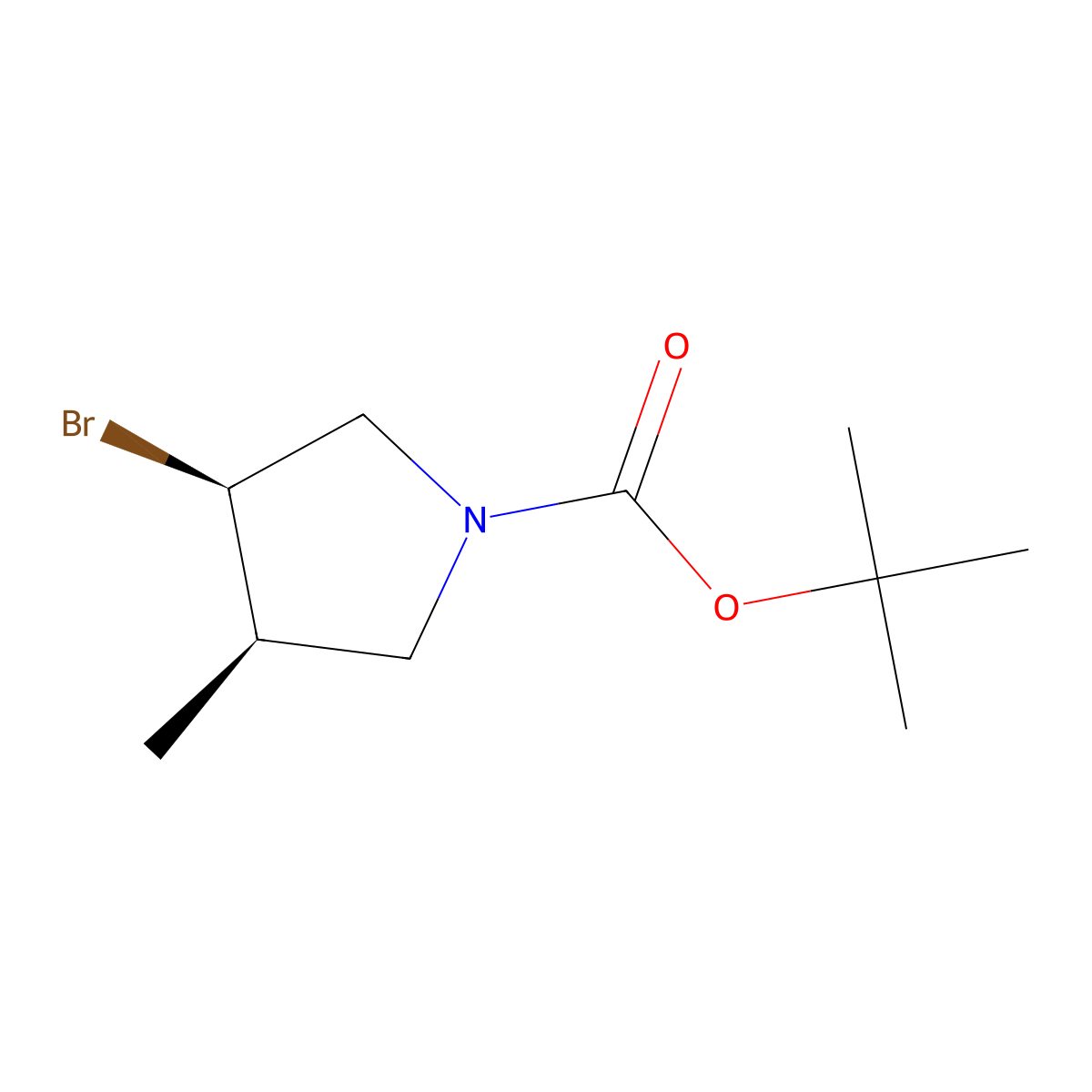 rac-tert-butyl (3R,4R)-3-bromo-4-methylpyrrolidine-1-carboxylate molecular structure, CAS 2752904-11-1