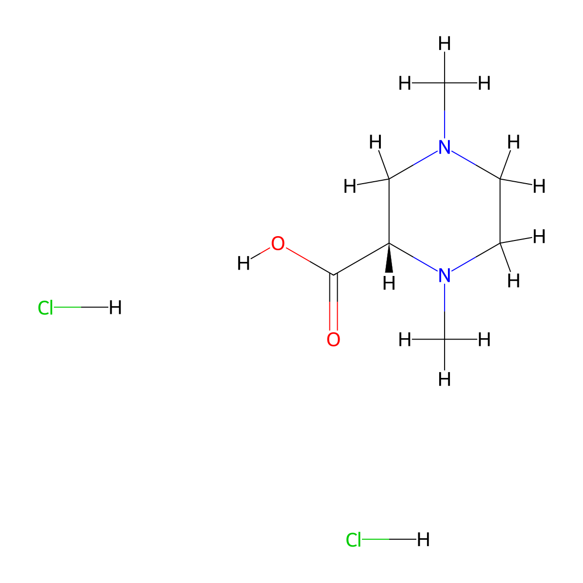 (2S)-1,4-dimethylpiperazine-2-carboxylic acid dihydrochloride molecular structure, CAS 2752944-81-1
