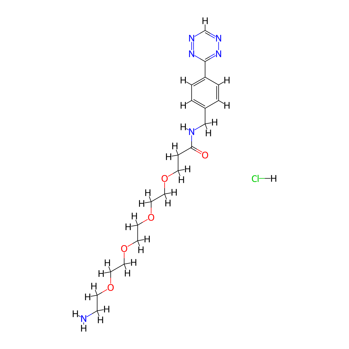 Tetrazine-PEG4-amine hydrochloride molecular structure, CAS 2752945-36-9