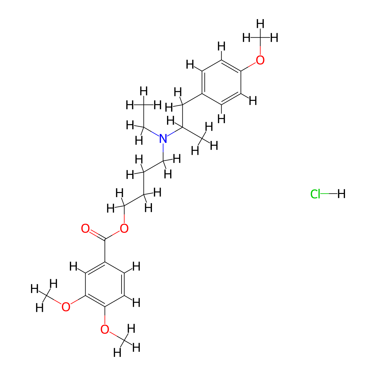 Mebeverine Hydrochloride molecular structure, CAS 2753-45-9