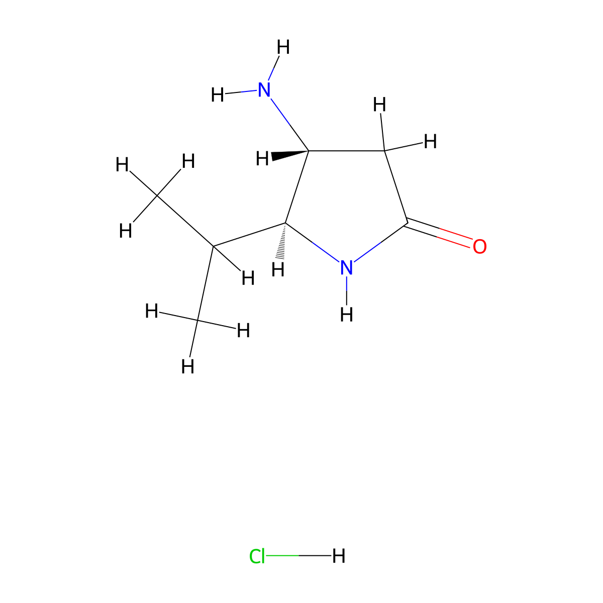rac-(4R,5S)-4-amino-5-(propan-2-yl)pyrrolidin-2-one hydrochloride molecular structure, CAS 2753022-92-1
