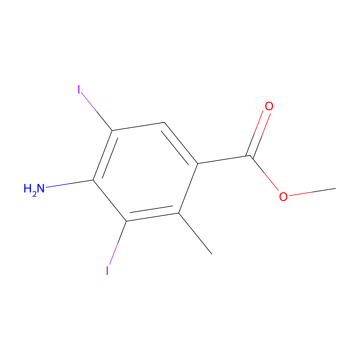 Methyl 4-amino-3,5-diiodo-2-methylbenzoate molecular structure, CAS 2753038-07-0