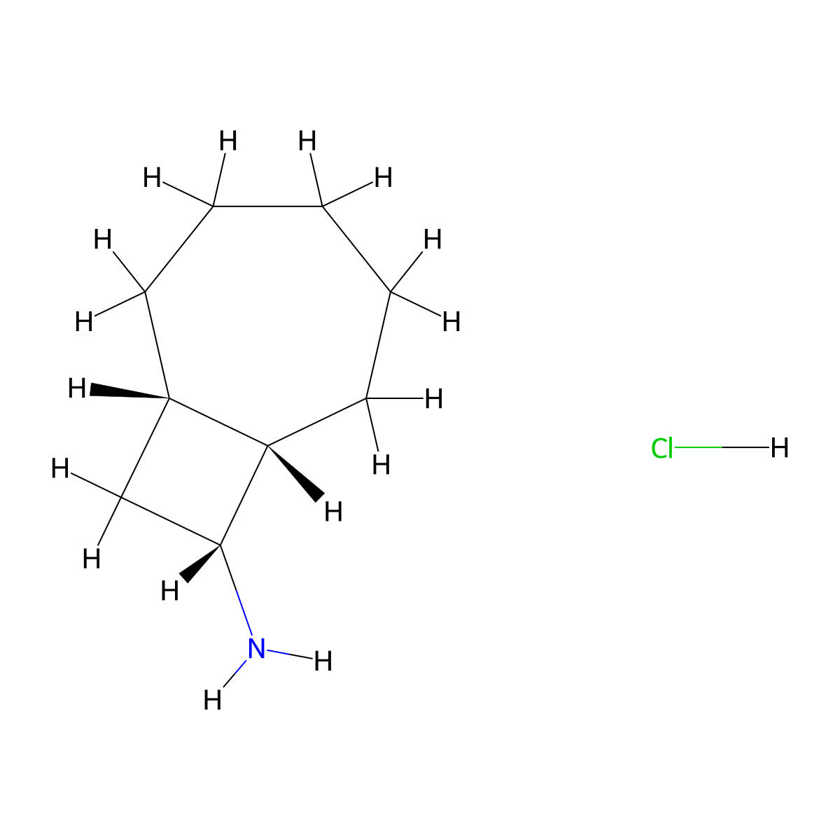 rac-(1R,7R,8S)-bicyclo(5.2.0)nonan-8-amine hydrochloride molecular structure, CAS 2753168-80-6